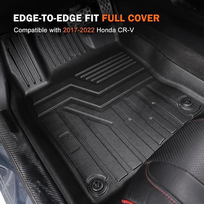 KUST Floor Mats for 2017-2022 Honda CR-V (Include Hybrid), All Weather Floor Liners CRV Accessories Front Rear 2 Rows Car Mats TPE Rubber Raised Edge