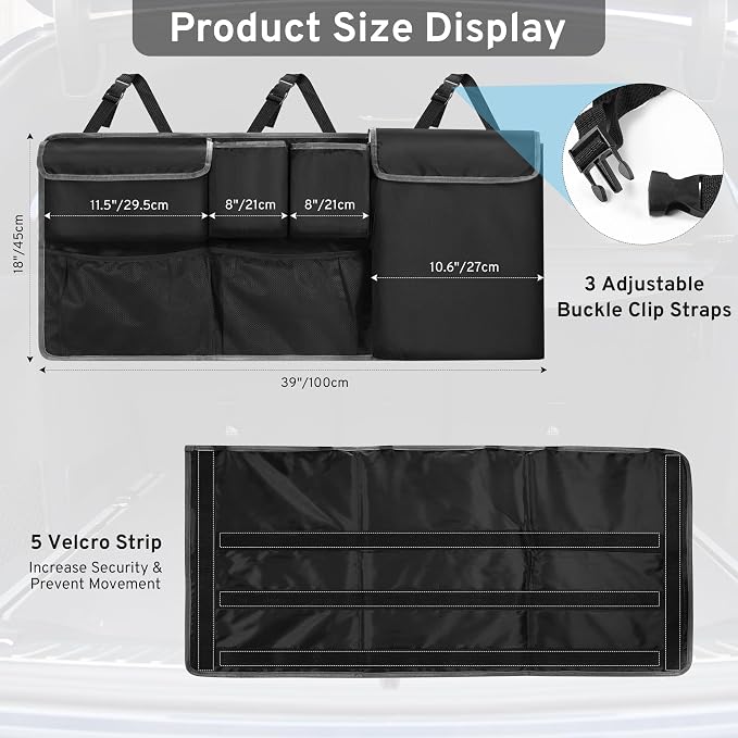 XHRING Car Trunk Organizer Storage Backseat Hanging Bag for Mazda CX5/CX-5 CX30/CX-30 CX50/CX-50 CX9/CX-9 CX3 CX7/CX-7 GS GT I Sport Touring Carbon Edition SUV Camping Accessories 2000-2025 2026