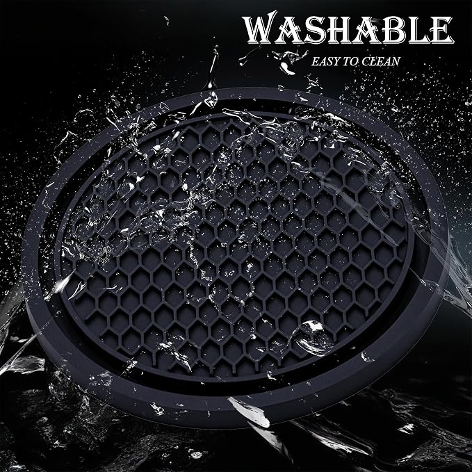 4PCS Car Cup Holder Coaster, Universal Auto Non-Slip Cup Holder Coaster, 2.75In Universal Non-Slip Recessed Car Interior Accessories (Black)