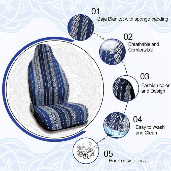 uxcell Universal Baja Seat Cover Universal Durable Bucket Seat Cover for Car SUV Automotive Navy Blue