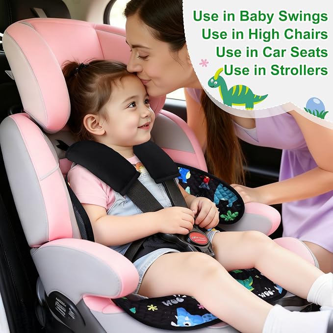 2 Pack Car Seat Potty Training Protector – Waterproof Leak-Proof Liner with Non-Slip Backing + 2 Strap Covers, Quick-Dry Piddle Pad for Baby Toddler, Machine Washable Universal Fit - Black