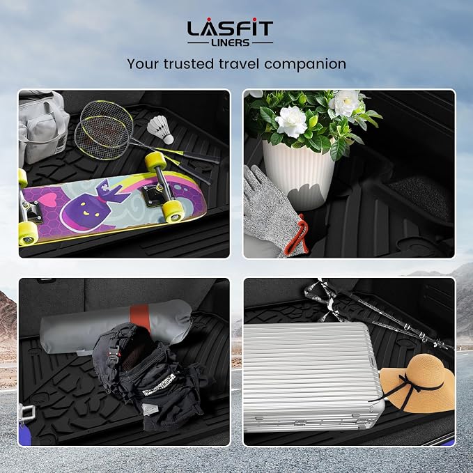 LASFIT Cargo Mat for Jeep Wrangler JL 2018-2026 4 Doors Without SUBWOOFER | Not for JK/Not PHEV/Not 2-Door, All Weather, TPE, Custom Fit, Trunk Mat, for Flat Load Floor, Gas Type, Black