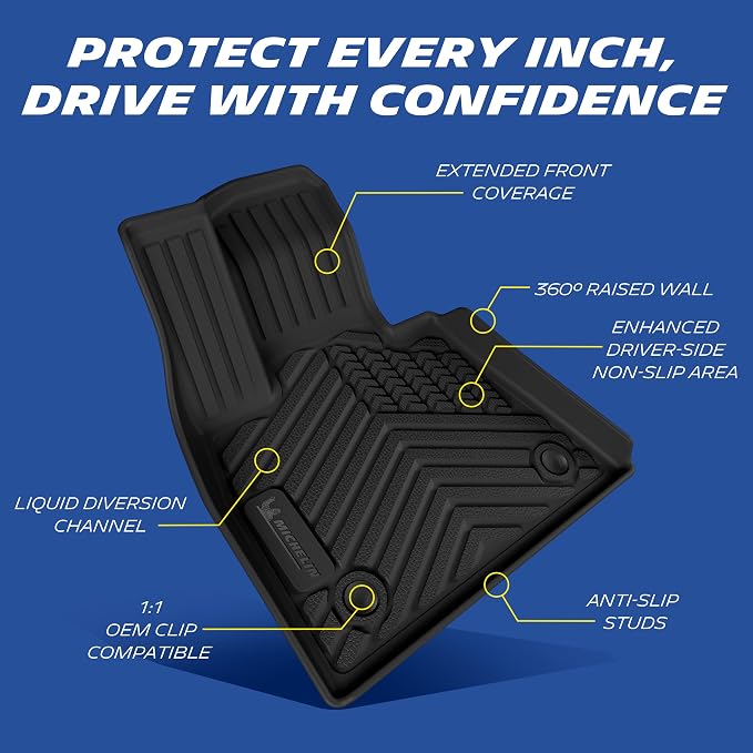 Michelin Vehicle Mats for 2019-2026 BMW X5, 5 Seats, Floor Mats 3PCS | Fit Gas & PHEV (Plug In Hybrid), Not Fit 7 seats, Custom Fit, All-Weather TPE Car Mats Accessories Floor Liner, Premier