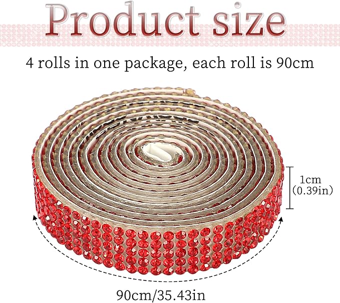 TOMALL Bling Car Door Guard Crash Bumper Crystal Anti-Scratch Strip Sticker Crystals Car Door Bumper Protector Accessory DIY for Interior and Exterior Decoration Styling Accessories (Red)
