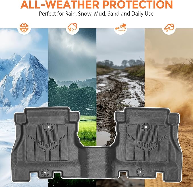 Floor Mats for Jeep Wrangler JL 4-Door 2018-2025 | (Only for Models Without Subwoofer), Heavy Duty TPE Waterproof Non-Slip Black (Floor Mats & Cargo Liner & Seatback Mat)
