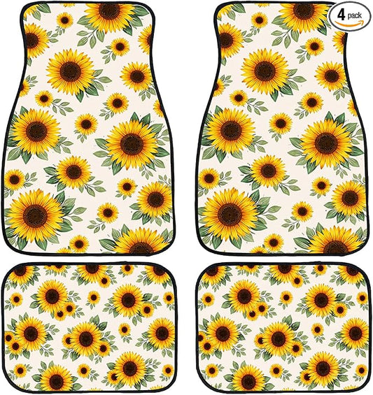 Turkish Persian Blue Car Floor Mats Bohemian Floral Carpet Front Rear Carpets Mat Decorative Car Floor Carpets Non-Slip Auto Car Accessories Universal Fit for Car SUV Truck Van