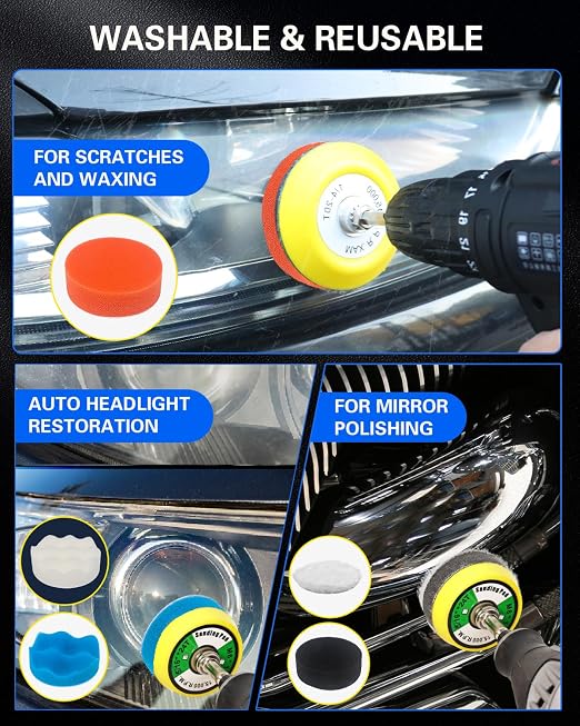 194 PCS 2 Inch Wet Dry Sanding Discs, Drill Polishing Kit with 60 to 10000 Grit Hook and Loop Sandpaper Assortment for Dremel, Headlight Restoration Kit with Buffing Pads for Auto Wood Metal Resin