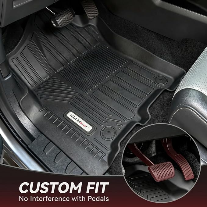YITAMOTOR Floor Mats Fit for 2019-2025 2026 Ram 2500/3500 Crew Cab (Not for PTO KIT Models), TPE All Weather Dodge Ram 2500/3500 Floor Mats Include 1st & 2nd Row, Black