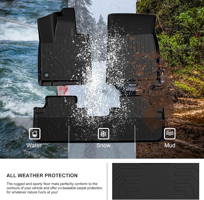 Kiwi Master Floor Mats for 2016-2022 Lexus RX (RX350/L RX450h/L) | Custom Fit All Weather Car Mats, Heavy Duty TPE Floor Liners, Front & Rear 2 Row Set, Black