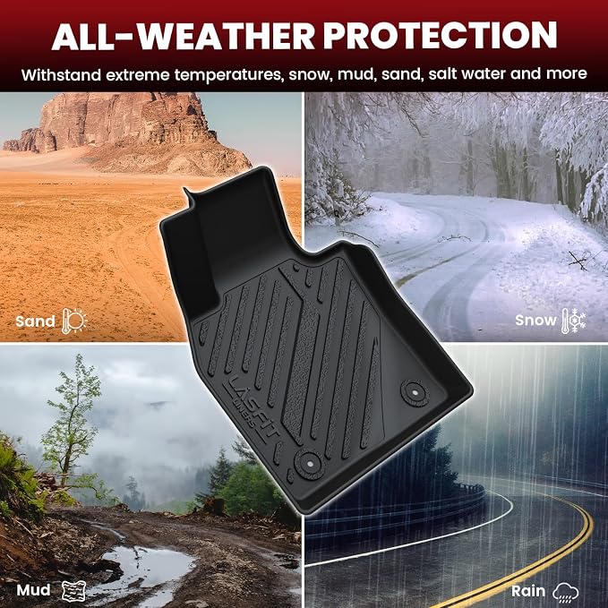 LASFIT Floor Mats for Mazda 3 2019-2026 All Weather TPE Custom Fit 2019 2020 2021 2022 2023 2024 2025 2026 Floor Liners Front & Rear Row Car Mats Accessories, Black