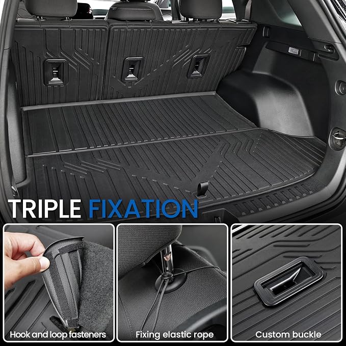 Floor Mats & Cargo Mat with Backrest Mat for 2025-2026 Chevy Equinox(Only Gas)/GMC Terrain, Door Sill Guards, All Weather TPE Car Floor Liners Trunk Mat Accessories for Chevrolet Equinox