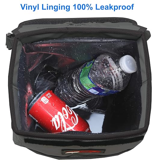 EPAuto Waterproof Car Trash Can with Lid and Pockets, 2.5 Gal, Dark Gray | Leakproof, Collapsible Multipurpose Car Bin with 3 Side Storage Pockets, Adjustable Straps