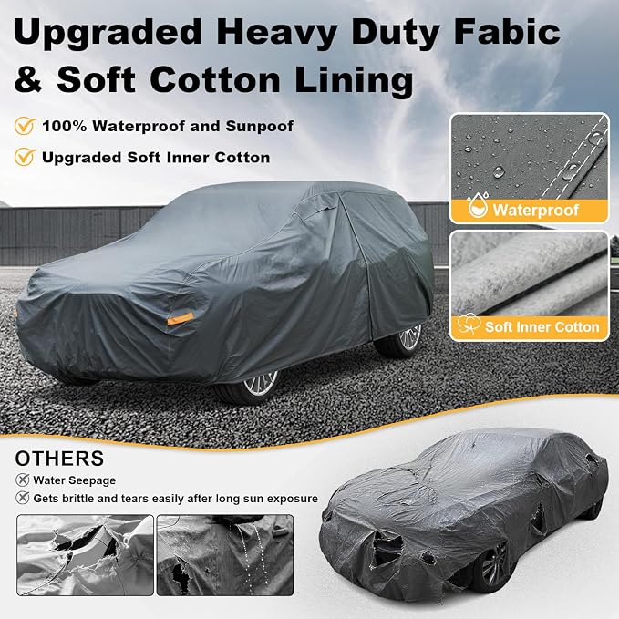 GUNHYI Premium Car Cover Custom Fit Lincoln Navigator, 16 Layers Heavy Duty Car Cover Waterproof All Weather with Zipper Door for Sun Rain Snow Dust Uv Protection