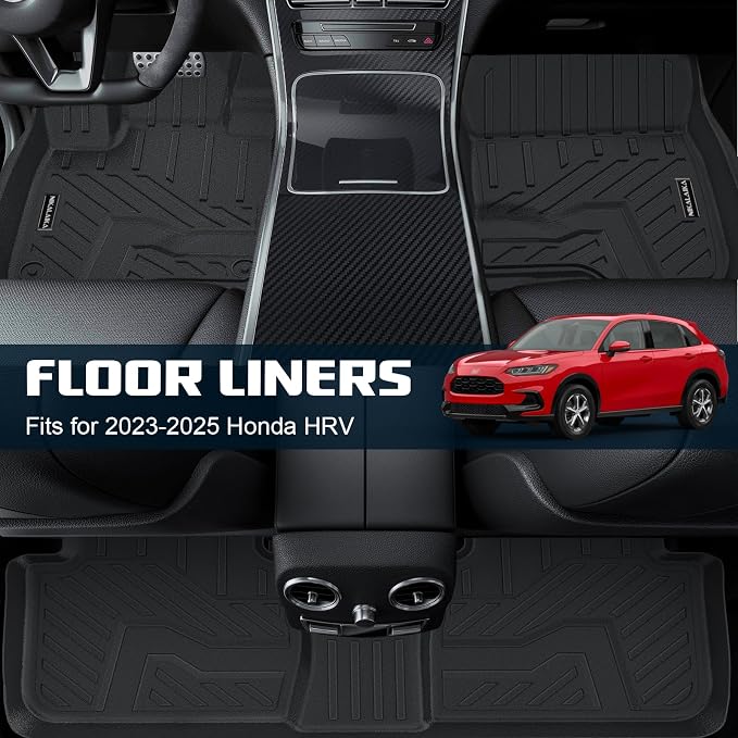 Floor Mats & Cargo Liner for 2023-2025 2026 Honda HR-V All Weather Protection TPE Rubber Floor Liners & Trunk Mat for Honda HRV 2026 Accessories, Odorless Anti-Slip, Black