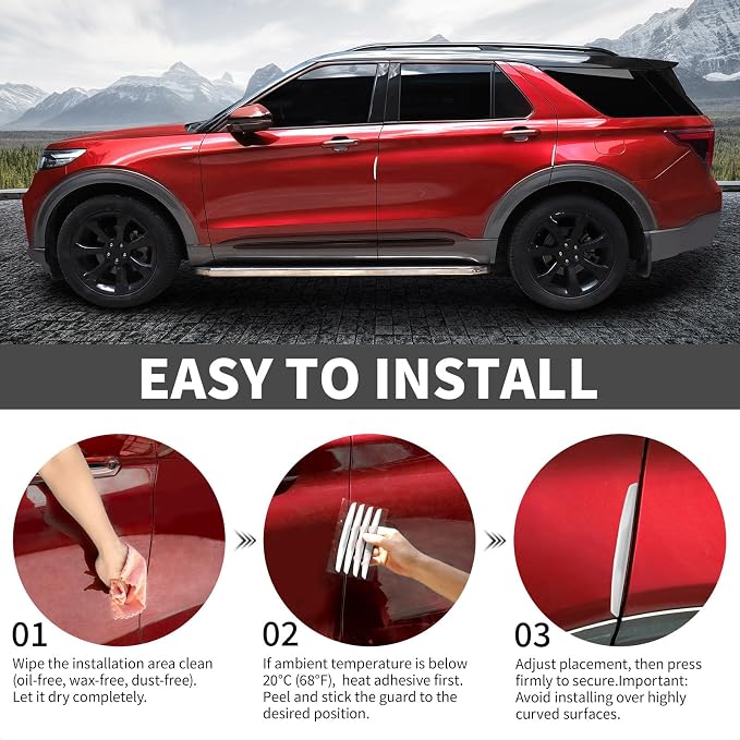 6 Inch 4Pcs 3D Carbon Fiber Texture Car Door Edge Protector Trim Strip Anti-Scratch and Anti-Collision Side Door Protectors Vehicle Exterior Accessories Sticker White