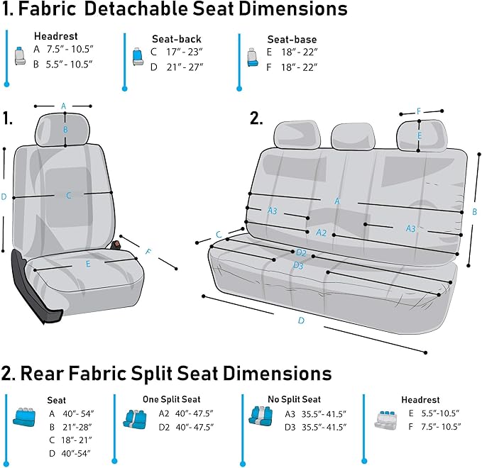 FH Group Universal Automotive Seat Covers Full Set | Light & Breezy Flat Cloth Washable Car Seat Cover for SUV, Sedan, Truck | Airbag Compatible Interior Upgrade - Mint/Black