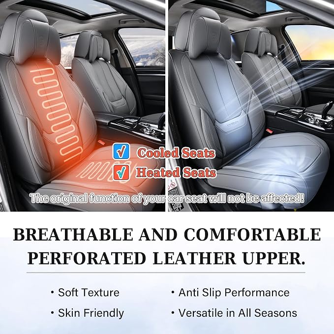 Coverado Car Seat Covers, Seat Covers for Cars, Waterproof Leather Auto Seat Protectors, Leather Car Seat Cushion, Car Interiors Accessories Universal Fit for Most Cars
