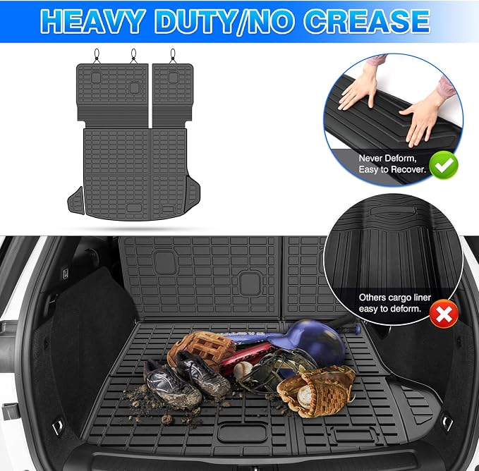 Grand Cherokee Cargo mat - Trunk Mat for Jeep Grand Cherokee 2022-2026(Include 4xe Not for L or WK), All Weather Trunk Mat & Backrest Mat for Grand Cherokee Accessories, Heavy Duty Rubber Mats