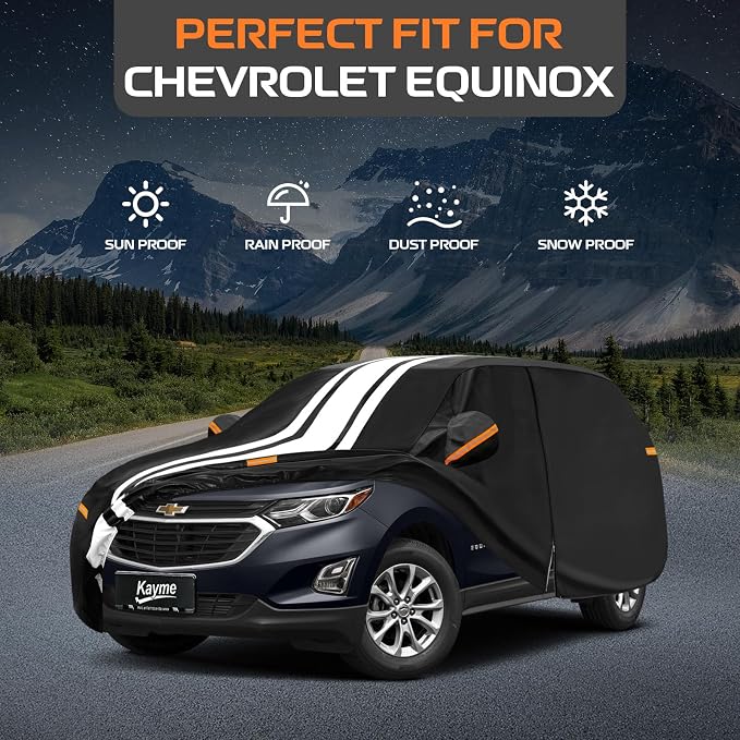 Kayme Heavy Duty Car Cover Custom Fit for Chevrolet Equinox (2004-2026) Waterproof All Weather for Automobiles, Gift with Tape/Towel, Outdoor Full Exterior Cover Rain Snow Sun UV Protection.