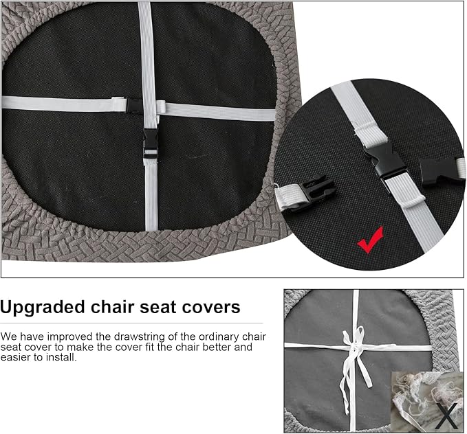 Genina Seat Covers for Dining Room Chair Seat Slipcovers Kitchen Chair Covers (Gray, 2 Pcs)