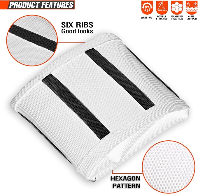 Motorcycle Universal Seat Cover Non-Slip Rubber Striped Gripper Soft Sewing for CRF WR WRF RMZ YZF SXF EXC EXC XC SX CR KLX Dirt Pit Bike Motocross Off Road (White)