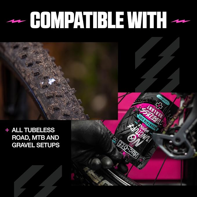 Muc-Off No Puncture Hassle Tubeless Sealant - Advanced Bicycle Tyre Sealant with UV Tracer Dye That Seals Tears and Holes Up to 6mm