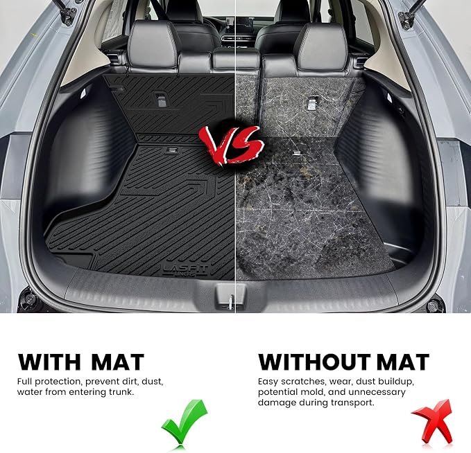 LASFIT Cargo Mat with Backrest Mat for Honda HRV 2023-2027 & for Acura ADX 2025-2026, All Weather TPE Custom Fit Trunk Mat Cargo Liner with Seatback Mat Accessories, Black