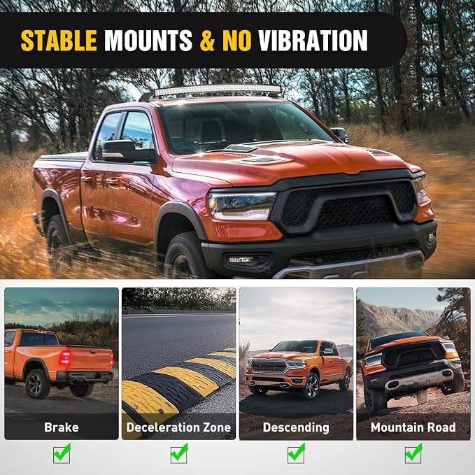 Nilight 52 inch Curved LED Light Bar Bracket Mounting Upper Windshield Roof Cab Brackets for Dodge RAM 1500 4th Gen 2009-2018, 1500 Classic 2019-2024 and RAM 2500 3500 2010-2018