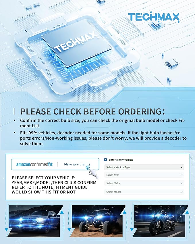 TECHMAX H13 Light Bulbs, 9008 Fog Light Bulb w/Fan 30000lm 600% Bright 6500K Wireless Compatible with F150 F250 F350 Gladiator Wrangler Ram1500/2500/3500 Direct Insertion Plug and Play, Pack of 2