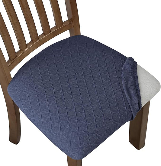 Fuloon Stretch Chair Seat Covers 4 PCS, Removable Washable Dining Chair Covers Anti-Dust Dining Room Seat Cushion Slipcovers (4, Navy Blue)