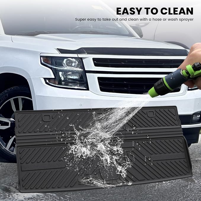 LASFIT Trunk Mat with Backrest Mat 2015-2020 for GMC Yukon (Only Yukon, Not Fit Yukon XL)/Cadillac Escalade (Only Escalade, Not Fit Escalade ESV)/Chevrolet Chevy Tahoe, All Weather TPE Custom Fit