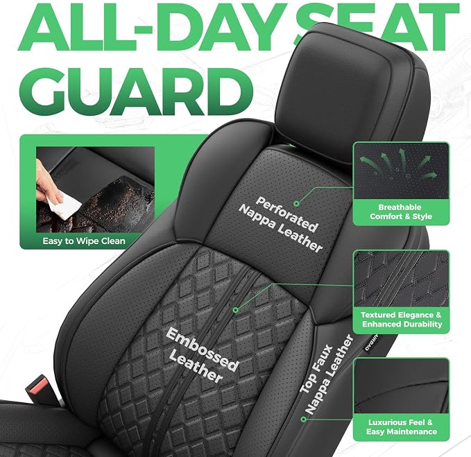 Custom Seat Covers for Tacoma 4th Gen 2024 2025 2026 Double Cab SR5/TRD Sport/TRD Off-Road/SR Full Set with Console Covers, Waterproof Leather Back and Front Seat Protectors Black