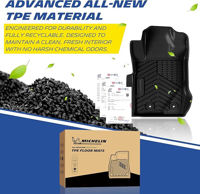 Michelin Floor Mats, All-Weather TPE Custom Fit Liner for 2021-2026 Ford Bronco 4-Door, Premier