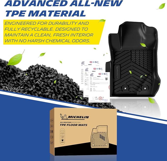 Michelin Vehicle Mats, All-Weather TPE Custom Fit Liner for 2021-2026 Ford Bronco 4-Door (4 Piece), Premier