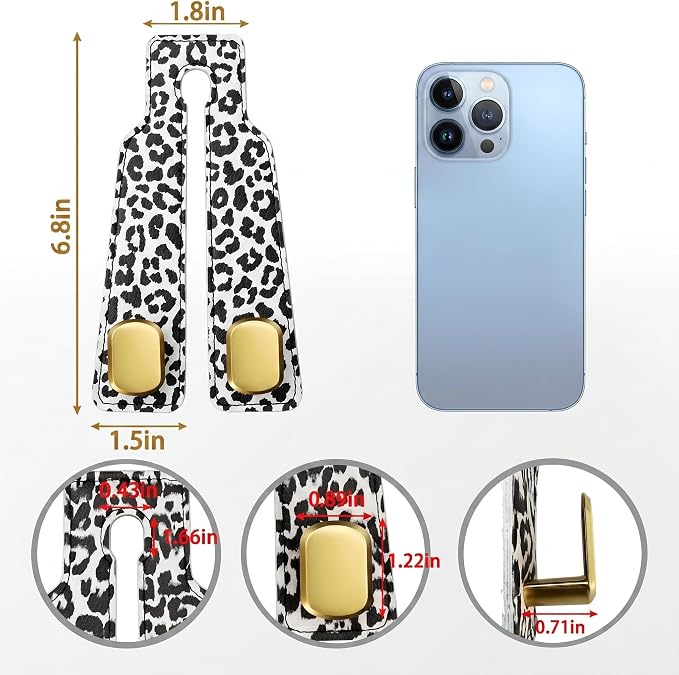 Car Hooks for Headrest: 2Pcs Car Headrest Hook with Leopard Leather | With Double Metal Hooks - Purse Hook For Car - Car Headrest Hooks - Car Bag Hooks for Purses, Handbags, Bags - White Leopard