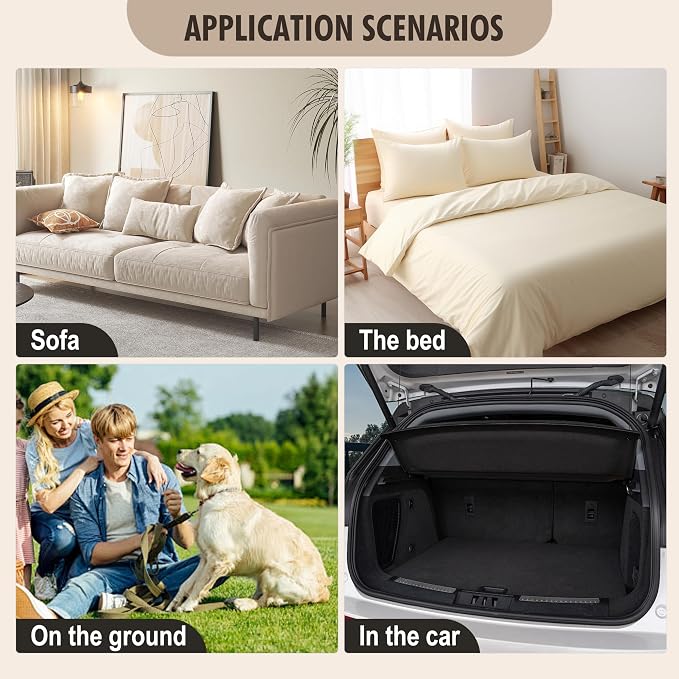 Genina Waterproof Couch Cover, Washable Anti-Slip 86.6 inch Sofa Covers with 4 Cushions, Sectional Couch Covers for Pets Friendly, Sofa Slipcovers for Dogs Cats, (86inch/Beige)