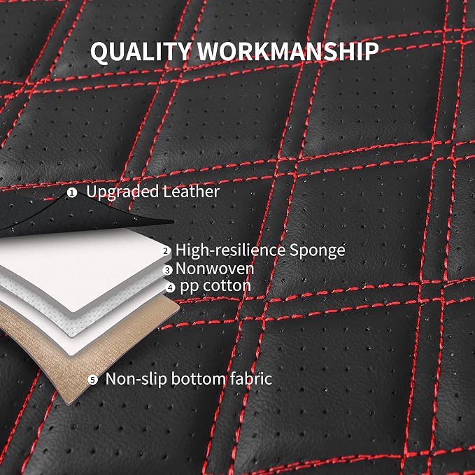 HChengkikz Front Car Seat Cover, Waterproof Nappa Leather (Black + Red) | Breathable, Airbag compatible, Easy to Install, Universal Fit for Most Cars, Sedans, SUVs, Vans, Trucks