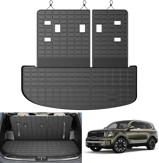 Cartist Cargo Mat & Backrest Mat Fits for Kia Telluride 2020 2021 2022 2023 2024 2025 (7/8 Passenger) All Weather TPE Trunk mat for Telluride Car Accessories for Telluride 2020-2025