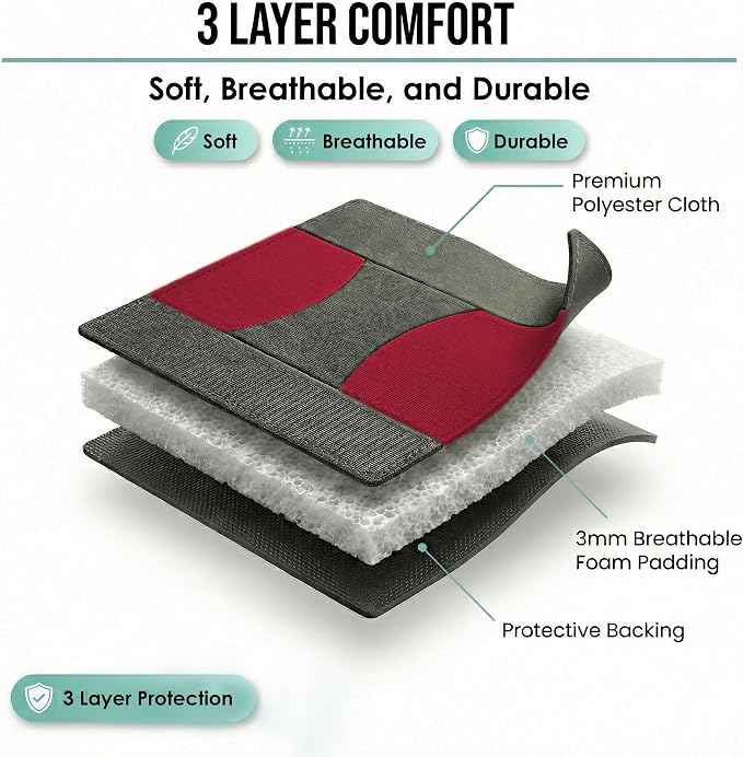 FH Group FB050102 Flat Cloth Seat Covers (Burgundy) Front Set – Universal Fit for Cars Trucks & SUVs