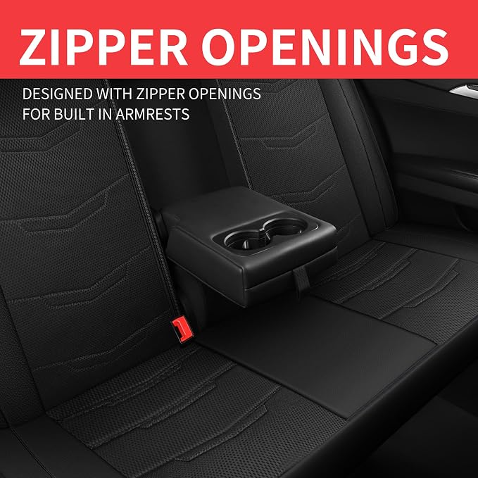 HChengkikz Car Seat Cover, Breathable and Sporty (Black) | Leather, Universal Fit for Most SUVs, Cars, Sedans, Trucks, Airbag Compatible, Easy to Install