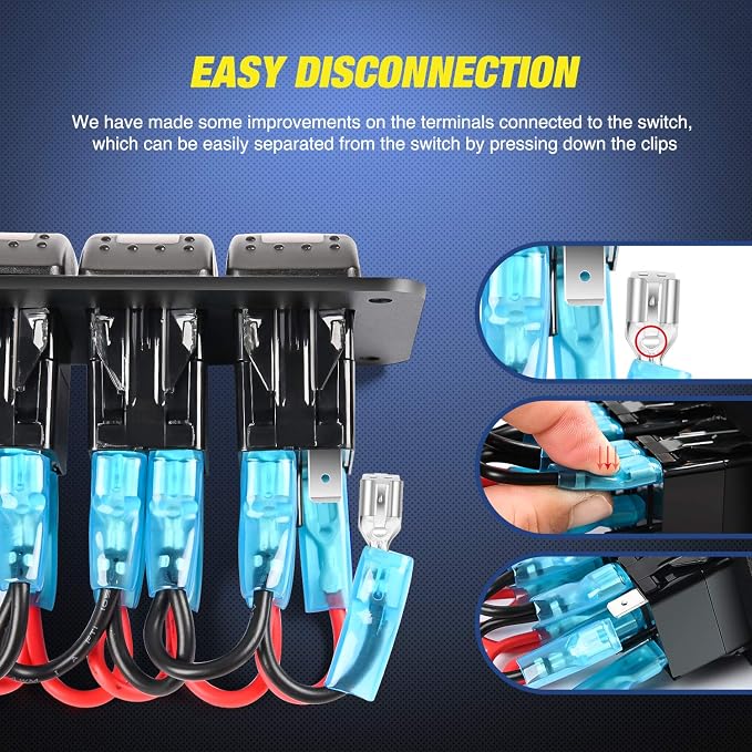 Nilight 16AWG LED Light Bar Wiring Harness Kit 12V On/Off 2 Gang Rocker Switch Panel Power Relay Blade Fuse 5Pin Toggle Switches for Cars Boat ATV Trucks-4 Leads