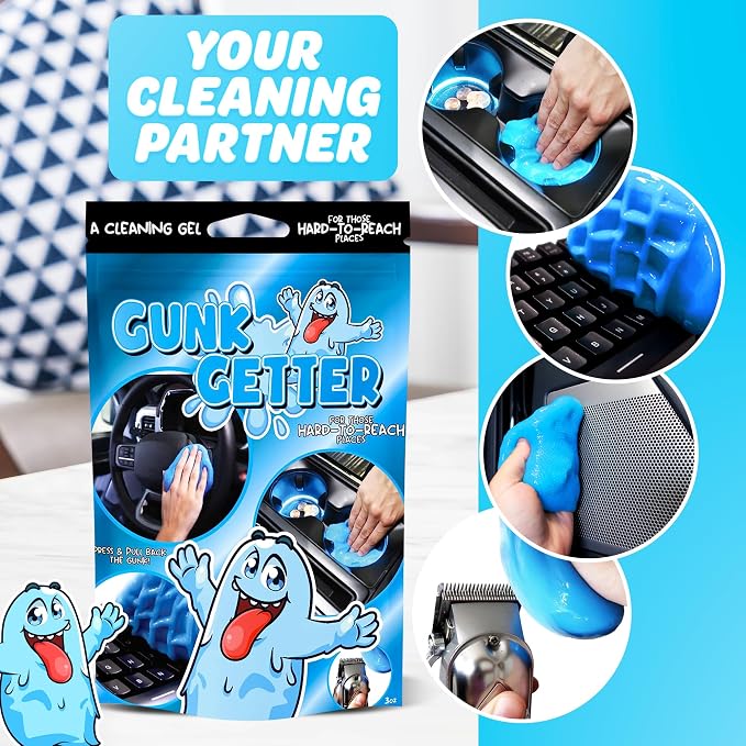 Car Cleaning Gel 12 Pack for Those Hard to Reach Places, Automotive Cup Holder Electronic Keyboard Office, Slime Gel Cleaner Dust Crumb Removal (Resealable Pouch, Blue, 3oz) 12 Pack