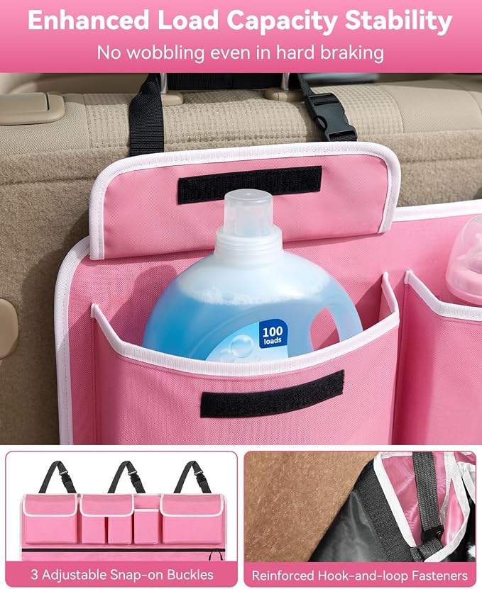 Rhino Valley Trunk Organizer for SUV, 35.5"x18.2" Foldable Hanging Storage & 10 Compartment Pockets, Waterproof and Washable Material Bag & Adjustable Straps, Car Trunk Organizer for SUV, MPV, Truck