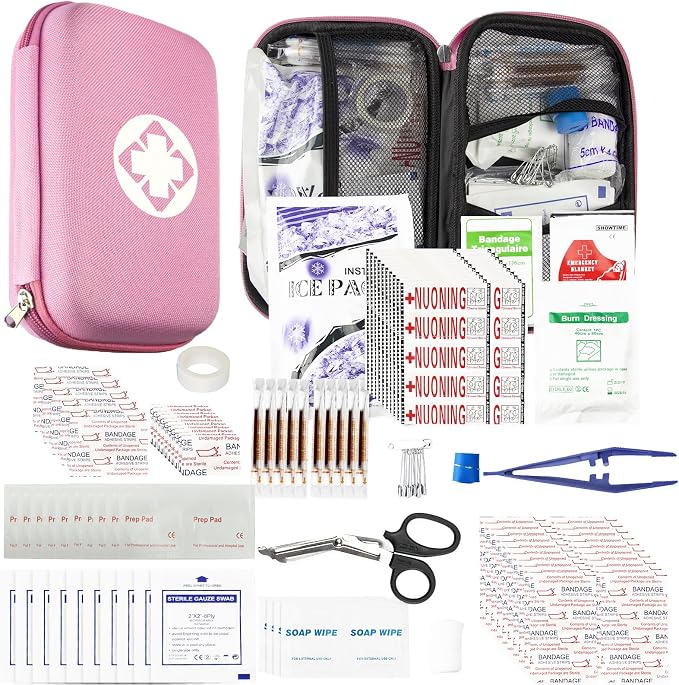 Small-Waterproof Car First-Aid Kit Emergency-Kit - Pink 277Piece Camping Equipment for Camping Hiking Home Travel YIDERBO