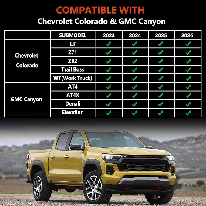 KARPAL Floor Mats for 2023 2024 2025 2026 Chevy Colorado/GMC Canyon Crew Cab, All-Weather TPE Custom Fit Floor Liners Car Accessories