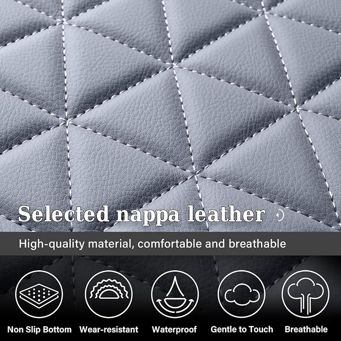 Coverado Seat Covers for Dodge Ram Full Set, Waterproof Truck Car Seat Cover Protectors Custom Fit for 2002-2026 Dodge RAM 1500 2500 3500 with Curved Bench(Gray)