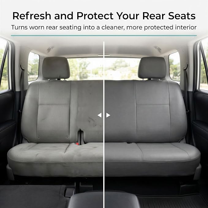 FH Group Car Seat Covers Classic PU Leather Split Bench Car Seat Cover – Universal Fit for Cars Trucks & SUVs (Solid Gray)
