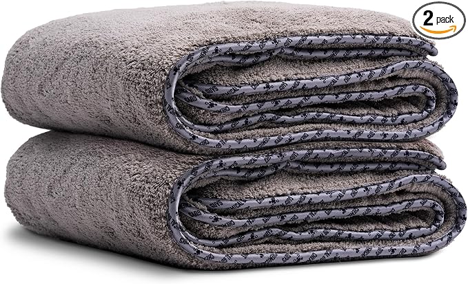 Chemical Guys, Woolly Mammoth Large Drying Towel, Gray, 36 x 25 in, 2 Pack | Ultra-plush oversized towel soaks up water fast to dry the whole vehicle, soft and scratch-free on paint, two pack