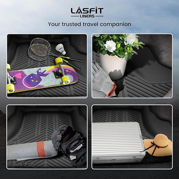 LASFIT Cargo Mat for Honda Accord 2008-2012, All Weather TPE Custom Fit Pet Friendly Easy Clean Trunk Mat Cargo Liner Accessories, Black