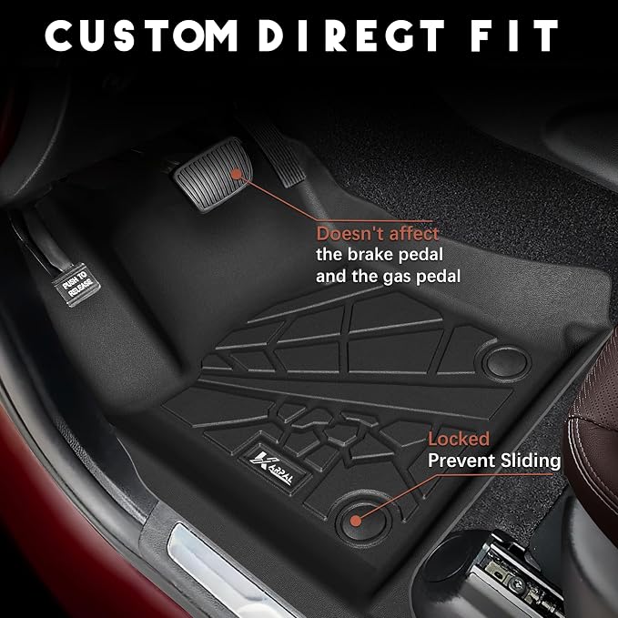 KARPAL Floor Mats for 2023 2024 2025 2026 Chevy Colorado/GMC Canyon Crew Cab, All-Weather TPE Custom Fit Floor Liners Car Accessories